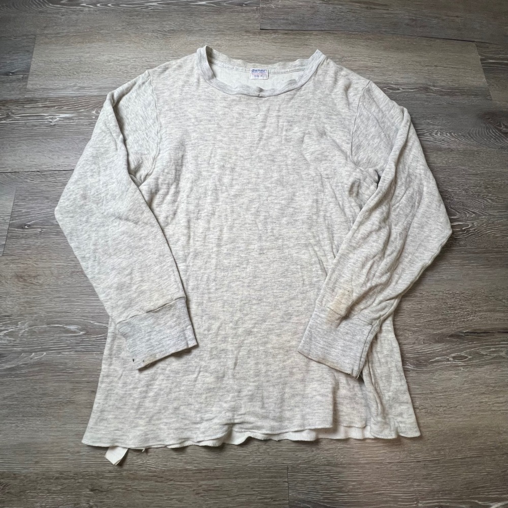 Duofold Thermal Shirt Mens Medium Oatmeal Wool Blend 2-Layer Vintage Long Sleeve